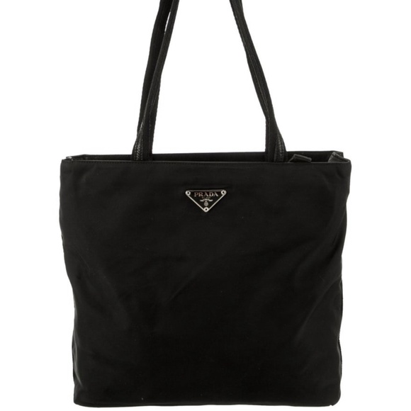 RARE AUTHENTIC Prada black Nero Tessuto  tote with leather trim - Picture 1 of 13